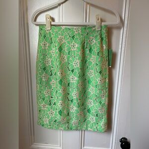 Lilly Pulitzer Green Floral Lace Pencil Skirt